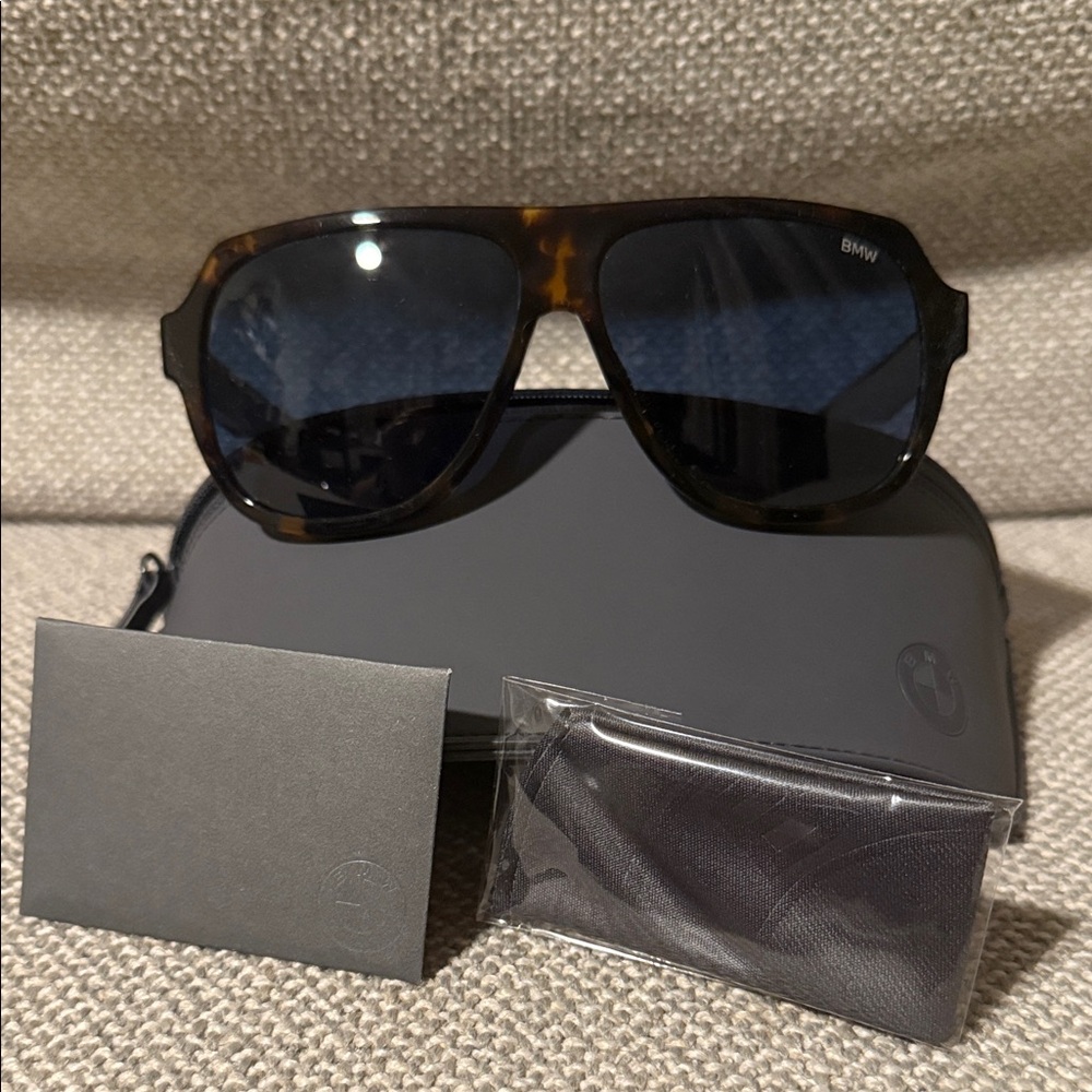 BMW Tortoise Shell Sunglasses with Black Lenses